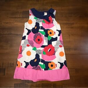 Gymboree Blooming Nautical Girls Shift Dress Navy Pink Floral Cotton Size 8
